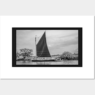 Traditional wherry sailing on the River Bure, Norfolk Broads Posters and Art